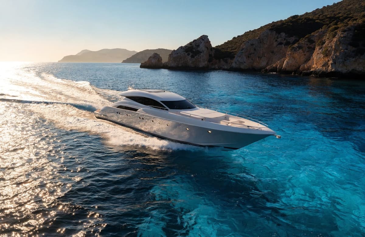 Luxury superyacht cruising turquoise Mediterranean waters
