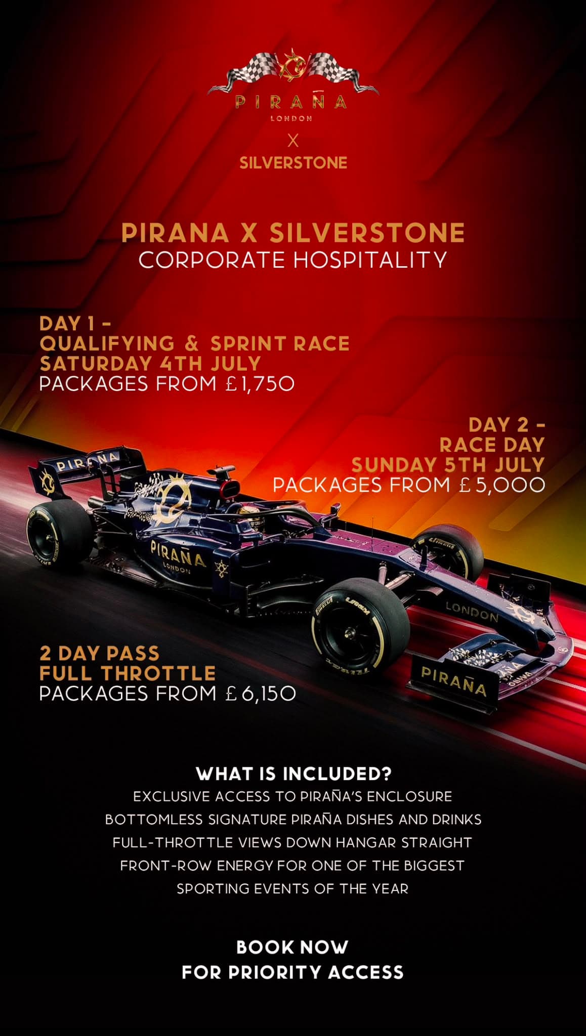 Piraña London x Silverstone British Grand Prix corporate hospitality