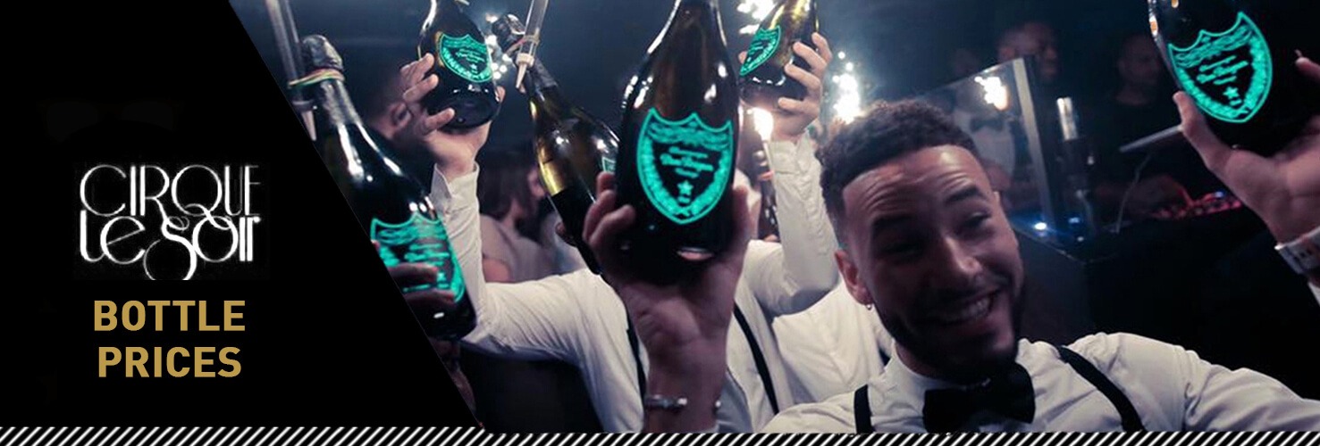 Drinks and Bottle Prices Menu for Cirque Le Soir