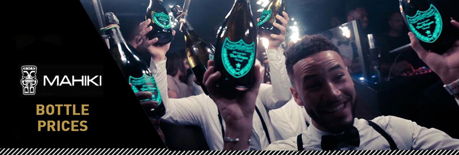 Drinks and Bottle Prices Menu for Mahiki Club
