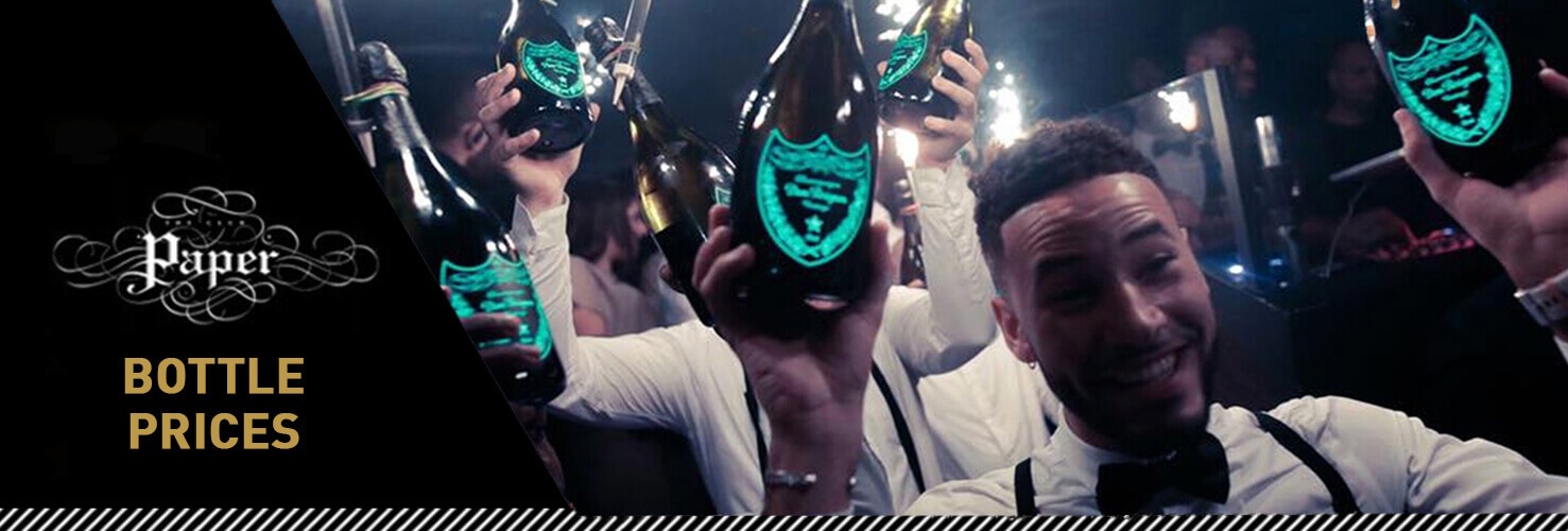 Drinks and Bottle Prices Menu for Paper Club London Night Guide